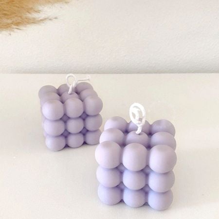 Handmade Soy Wax Lavender Bubble Candle Decor Set of 2